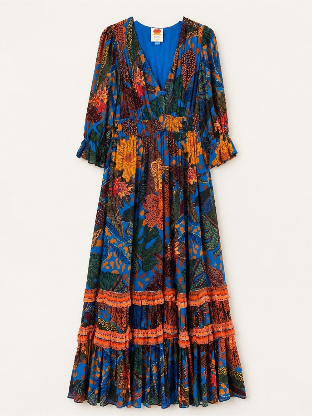 Farm Rio x Anthropologie Boho Tropical Maxi Dress XS - Picture 2 of 15
